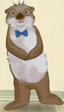 A river otter professor representing student research and learning